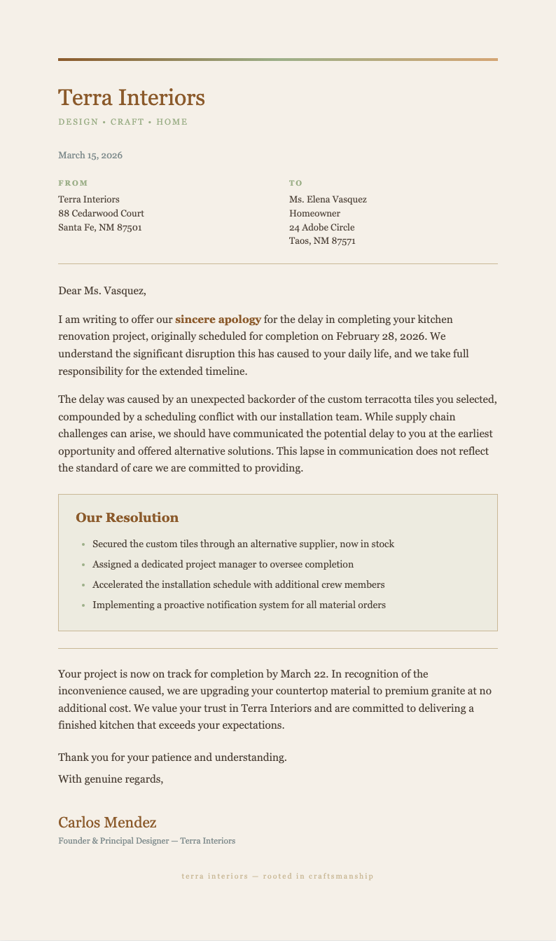 Earth tone natural apology letter